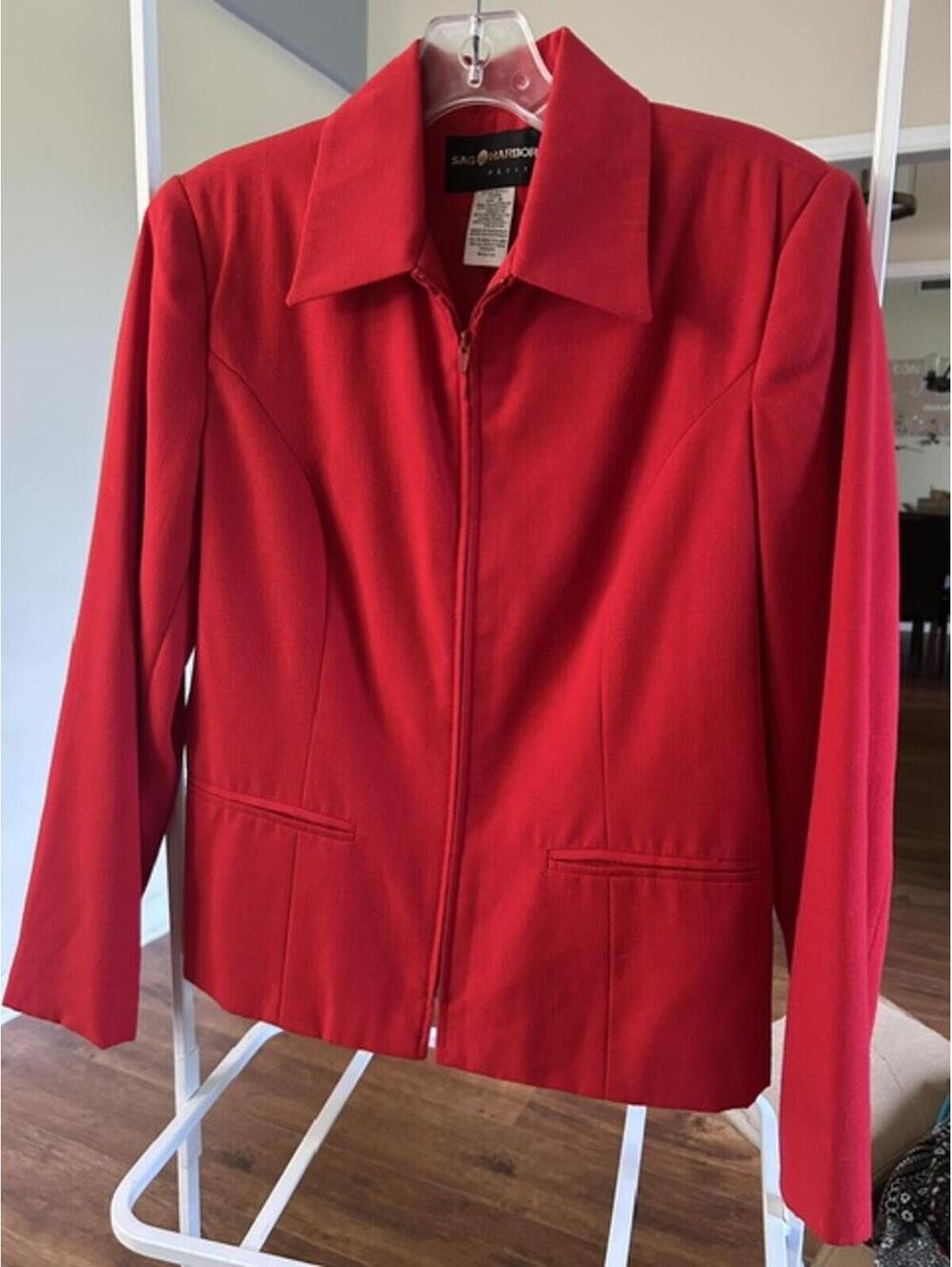 Sag Harbor Petite Red Zip-Up Jacket Size 4